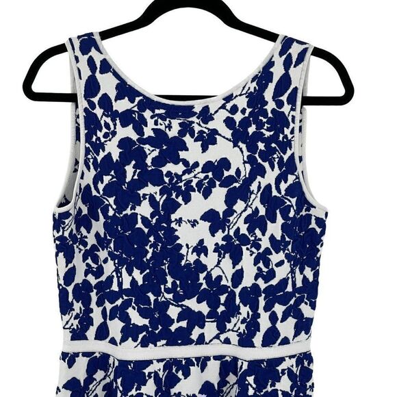 Milly Blue Midnight Floral Flare Dress Sleeveless Stretchy Mini Medium - Picture 3 of 11